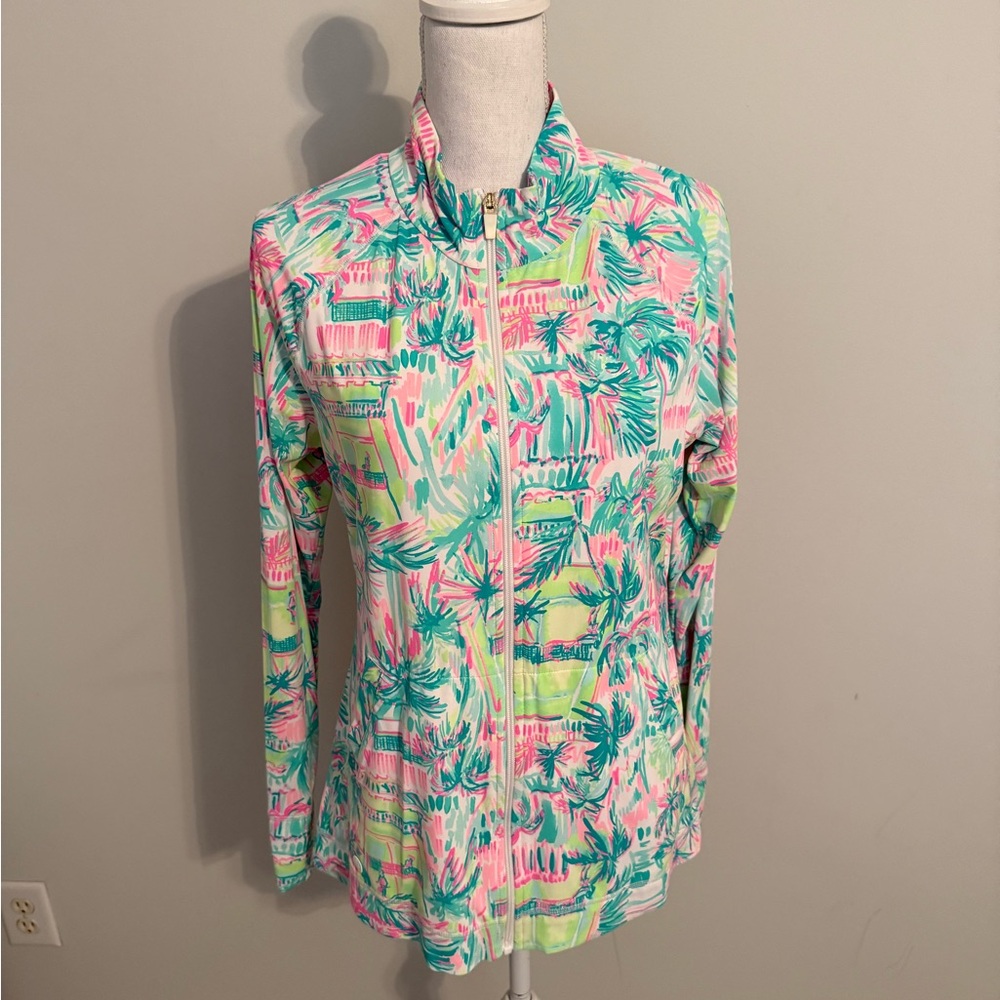 Gently Worn Lilly Pulitzer Women's Tennis Print Zip-Up Top